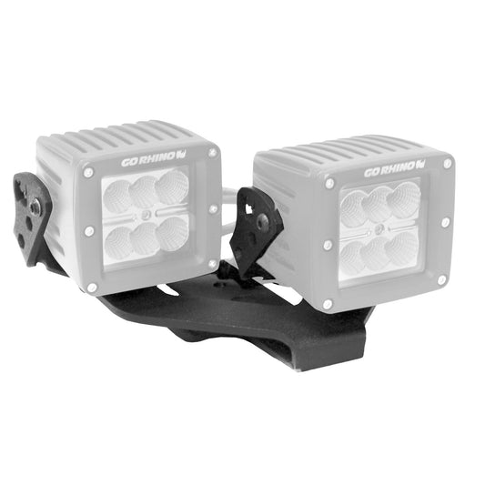 XE Center Hood Light Mounts Several 3 Inch Cube LED Lights to hood Textured Black 2018-2026 Jeep Wrangler JL 2020-2025 Jeep Gladiator Go Rhino-1