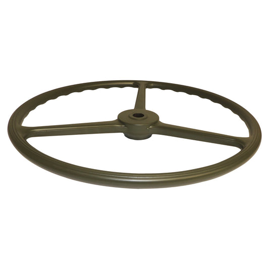 Olive Drab Steering Wheel for Jeep / Willys 1941-1945 MB, 17 Inch Diameter, 3 Spokes Crown Automotive