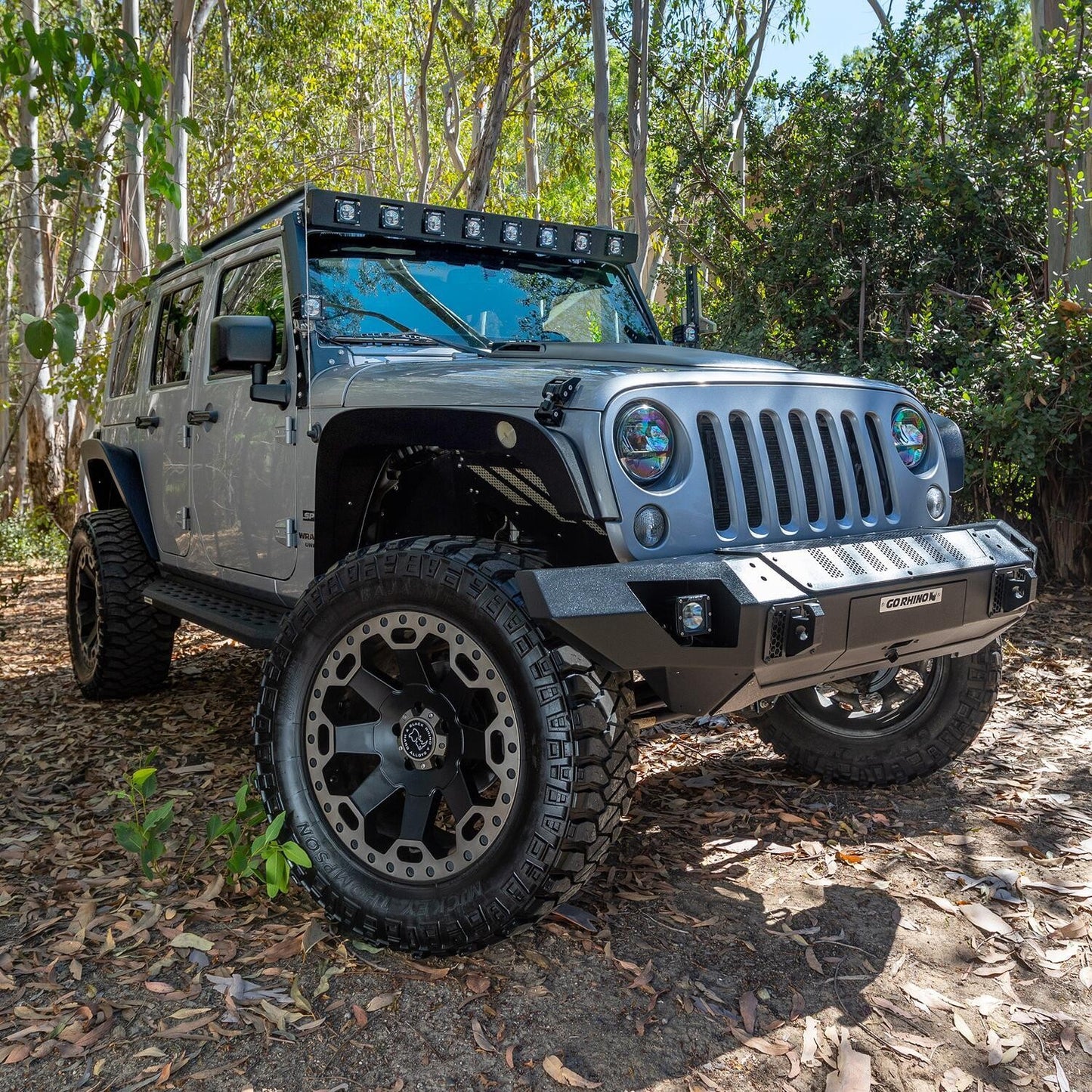 WLF Windshield Light Mount Frame Compatible with Rigid D-Series Dually Textured Black For 2007-2018 Jeep Wrangler JK Go Rhino-1
