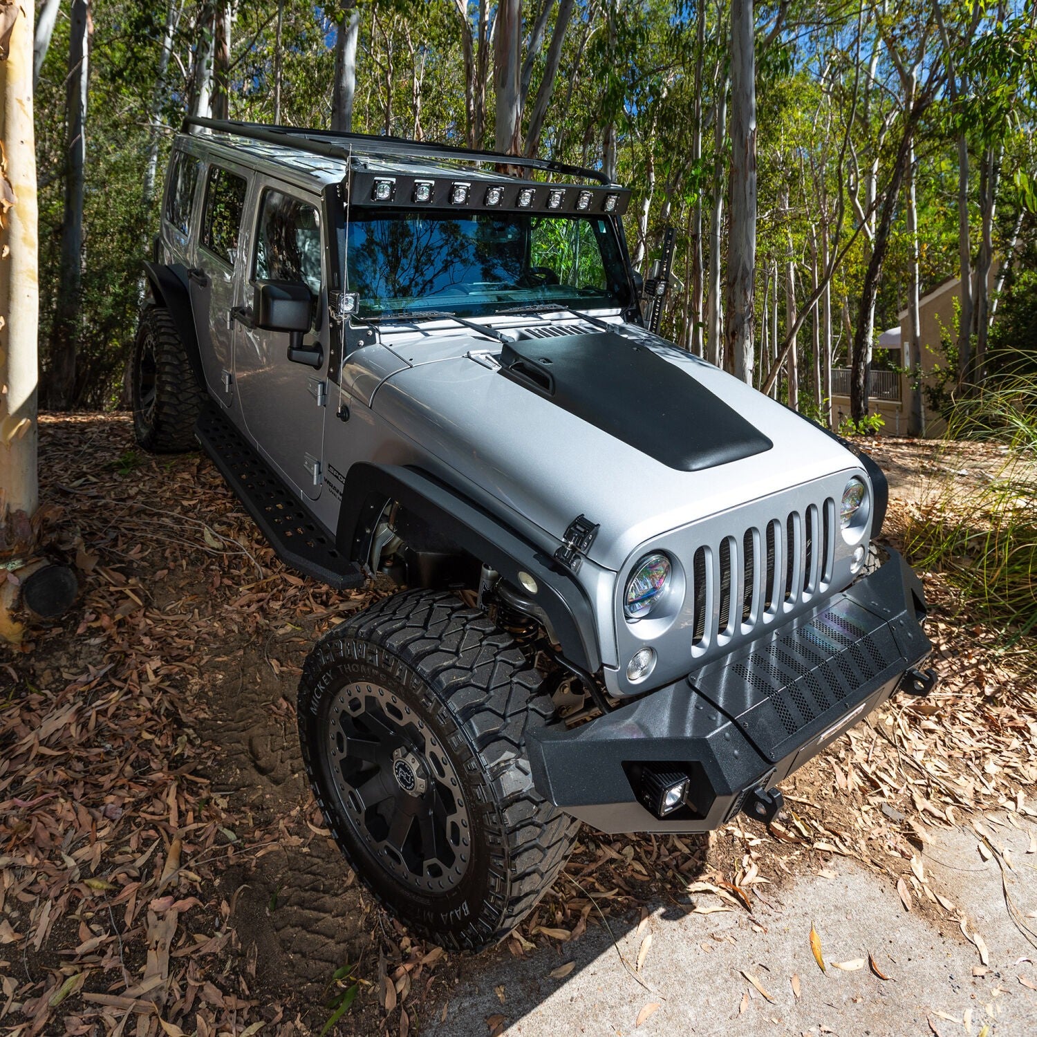 WLF Windshield Light Mount Frame Compatible with Rigid D-Series Dually Textured Black For 2007-2018 Jeep Wrangler JK Go Rhino-2