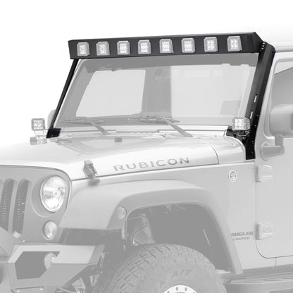 WLF Windshield Light Mount Frame Compatible with Rigid D-Series Dually Textured Black For 2007-2018 Jeep Wrangler JK Go Rhino-3
