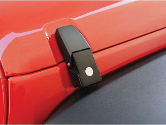 Rock Runner Hood Catch Kit for 2007-2018 Jeep Wrangler JK and JK Unlimited Pair, Polished Stainless Steel Rampage