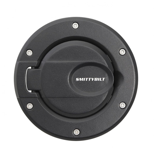 Billet Style Gas Cover 07-18 Wrangler JK 2 And 4 Door Gloss Black Smittybilt