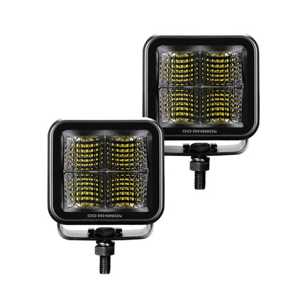 Blackout Series Lights Pair of 2x2 Cube LED Flood Light Kit Black Go Rhino-3