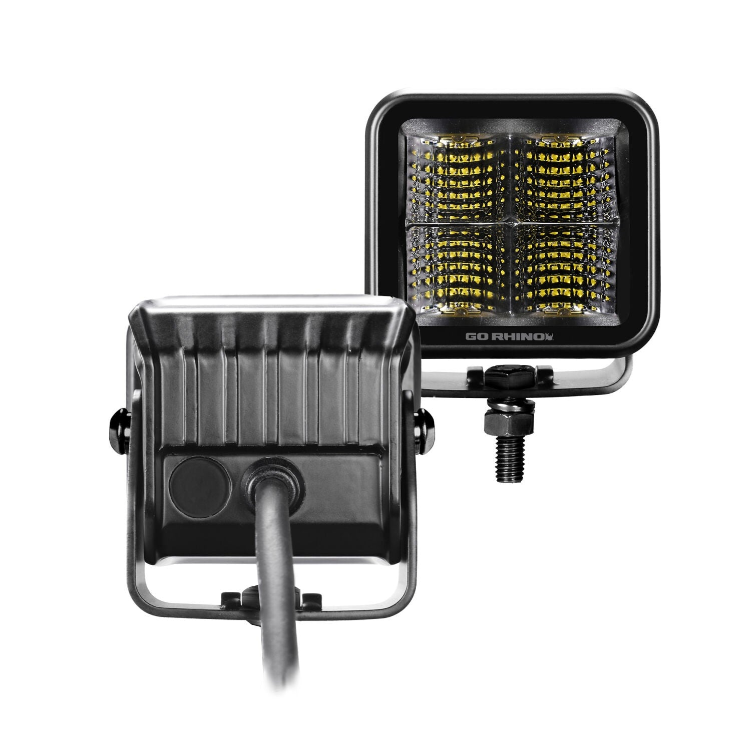 Blackout Series Lights Pair of 2x2 Cube LED Flood Light Kit Black Go Rhino-5