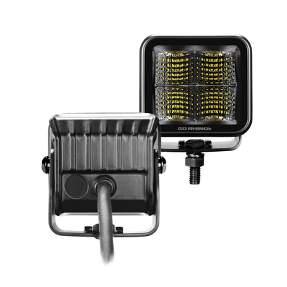 Blackout Series Lights Pair of 2x2 Cube LED Flood Light Kit Black Go Rhino-5