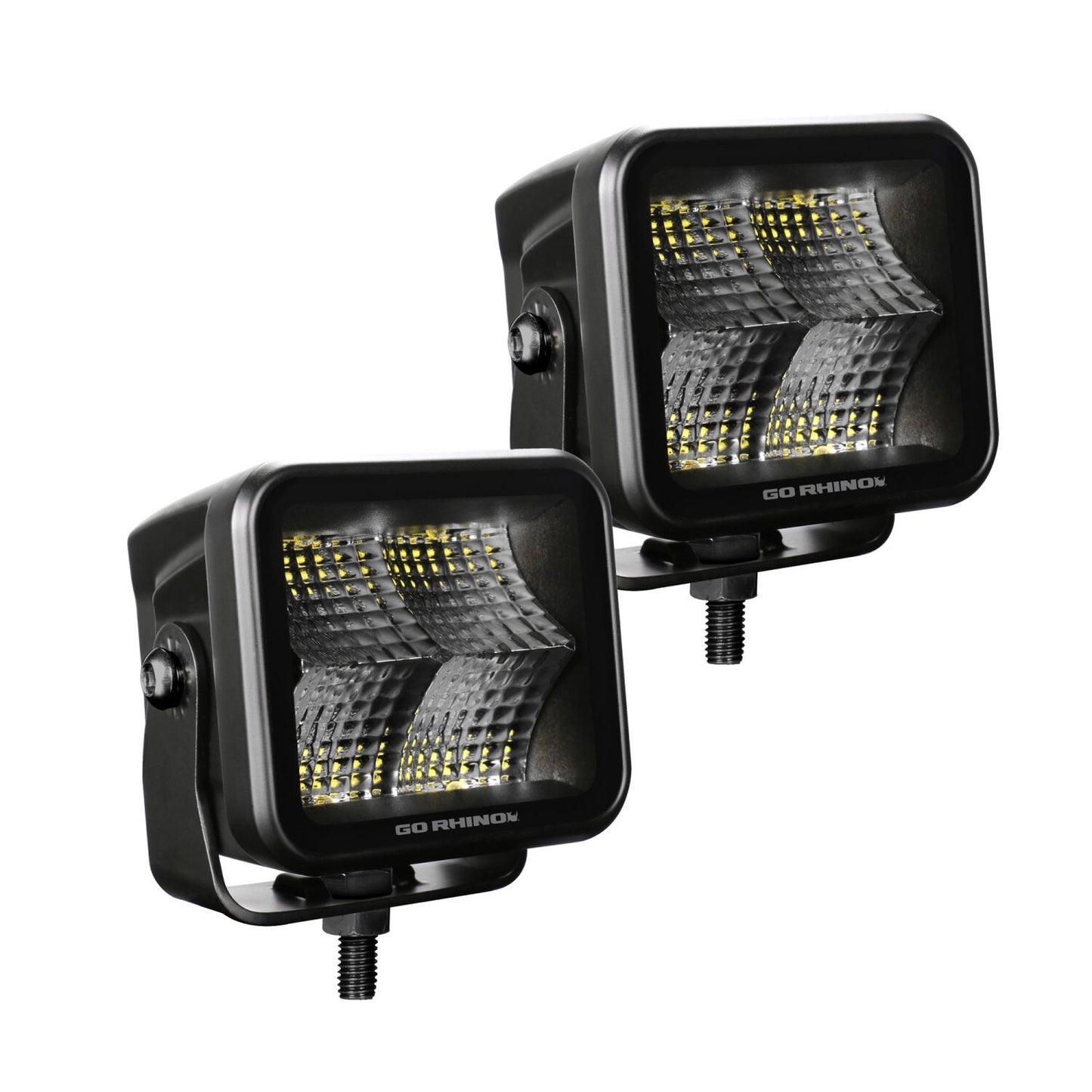 Blackout Series Lights Pair of 2x2 Cube LED Flood Light Kit Black Go Rhino-6