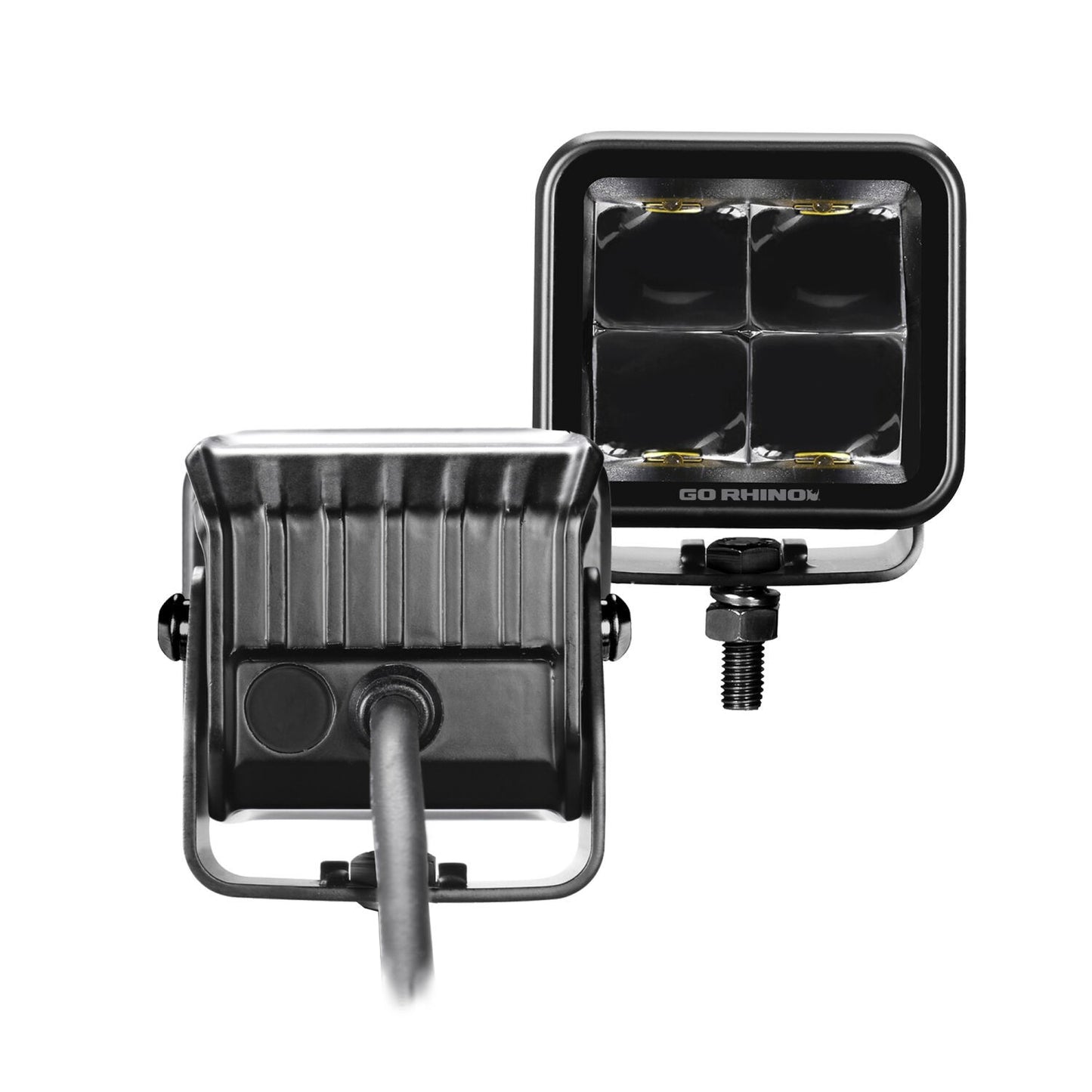 Blackout Series Lights Pair of 2x2 Cube LED Spot Light Kit Black Go Rhino-2