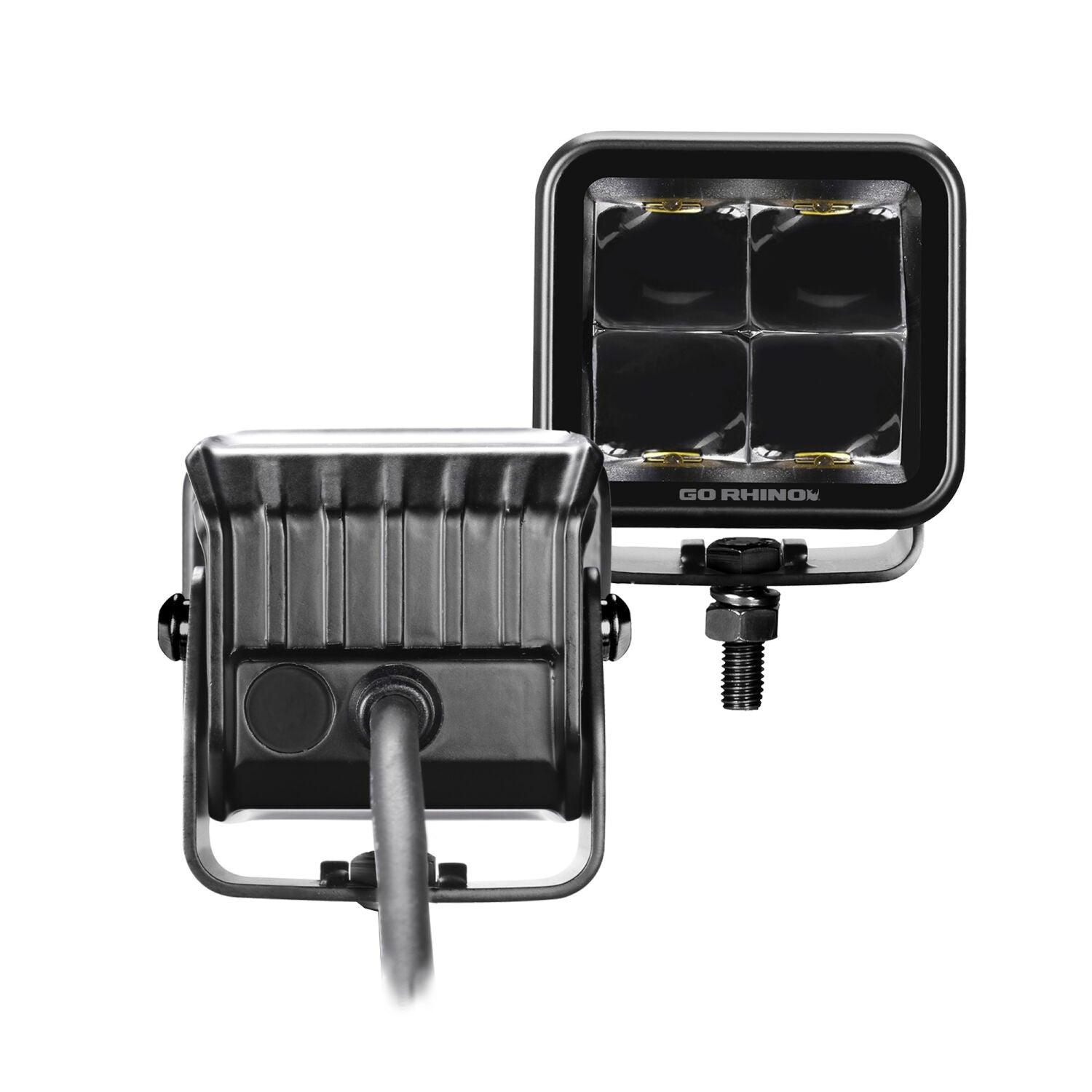 Blackout Series Lights Pair of 2x2 Cube LED Spot Light Kit Black Go Rhino-2