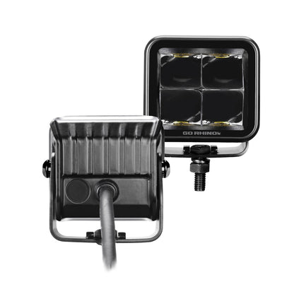 Blackout Series Lights Pair of 2x2 Cube LED Spot Light Kit Black Go Rhino-2