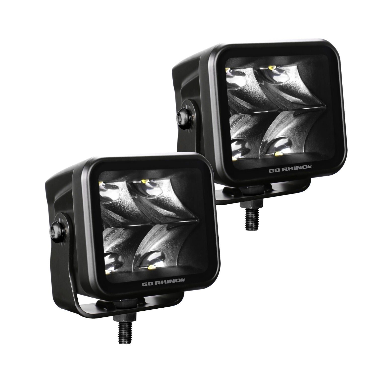 Blackout Series Lights Pair of 2x2 Cube LED Spot Light Kit Black Go Rhino-3