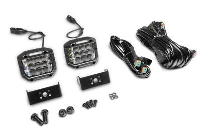Bright Series Lights Pair of 4x3 Sideline Cube LED Flood Light Kit Black Go Rhino