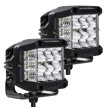 Bright Series Lights Pair of 4x3 Sideline Cube LED Flood Light Kit Black Go Rhino-4