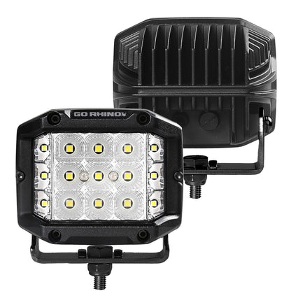Bright Series Lights Pair of 4x3 Sideline Cube LED Flood Light Kit Black Go Rhino-5