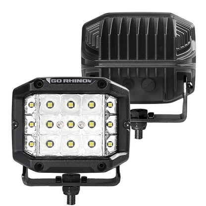 Bright Series Lights Pair of 4x3 Sideline Cube LED Spot Light Kit Black Go Rhino-5
