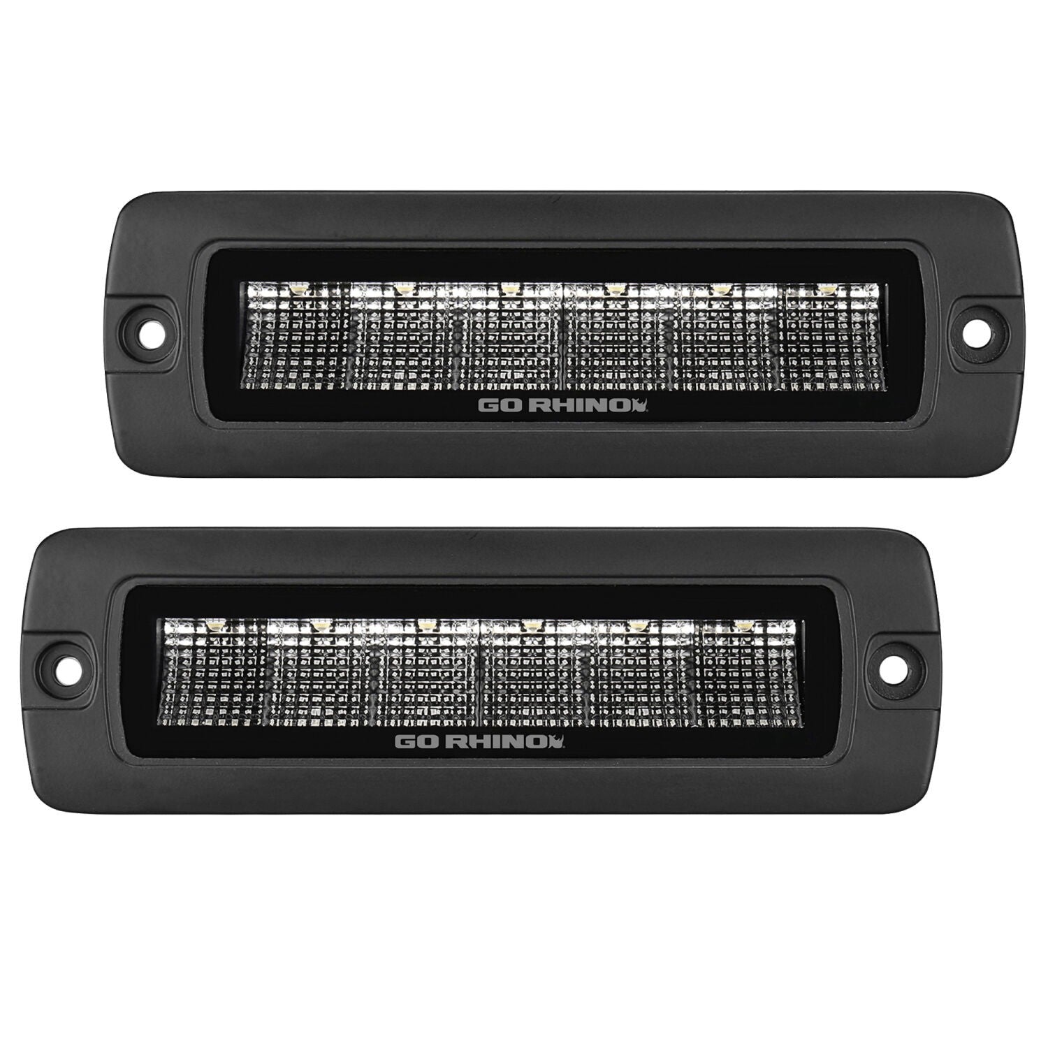 Blackout Series Lights Pair of Sixline LED Flood Light Kit Flush Mount Black Go Rhino
