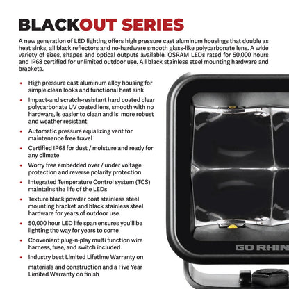 Blackout Series Lights Pair of Sixline LED Flood Light Kit Black Go Rhino-7
