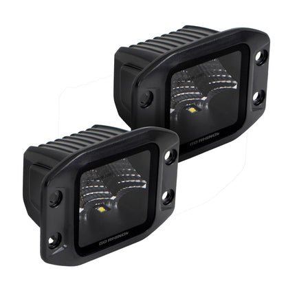Blackout Series Lights Pair of 3x3 Cube LED Flood Light Kit Flush Mount Black Go Rhino-3