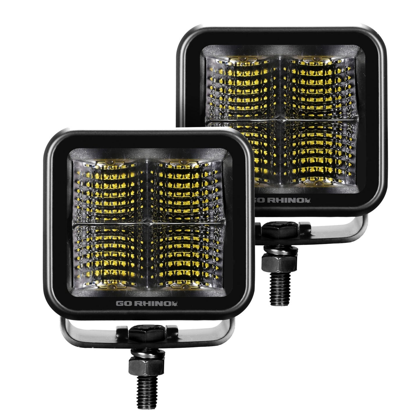 Blackout Series Lights Pair of 3x3 Cube LED Flood Light Kit Black Go Rhino-3