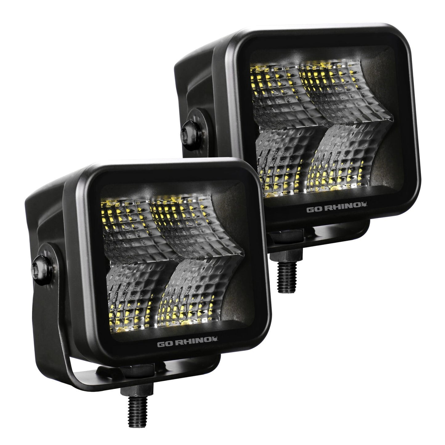 Blackout Series Lights Pair of 3x3 Cube LED Flood Light Kit Black Go Rhino-5