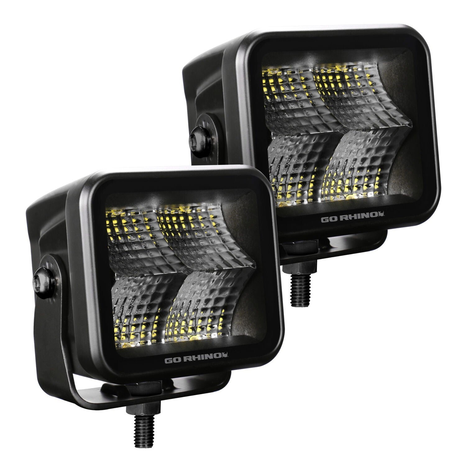 Blackout Series Lights Pair of 3x3 Cube LED Flood Light Kit Black Go Rhino-5