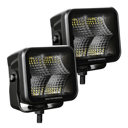 Blackout Series Lights Pair of 3x3 Cube LED Flood Light Kit Black Go Rhino-5