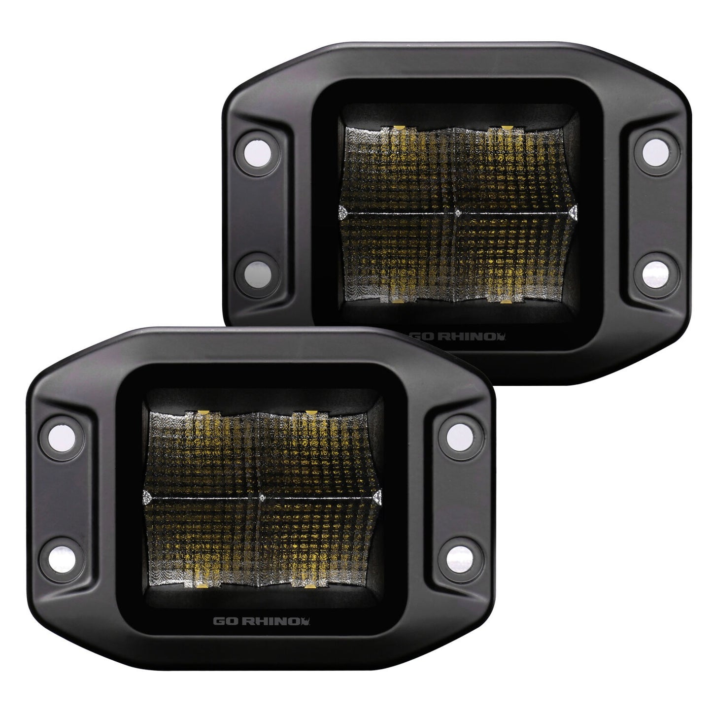 Blackout 3x3 Cube LED Spot Light Kit Flush Mount Black Go Rhino-1