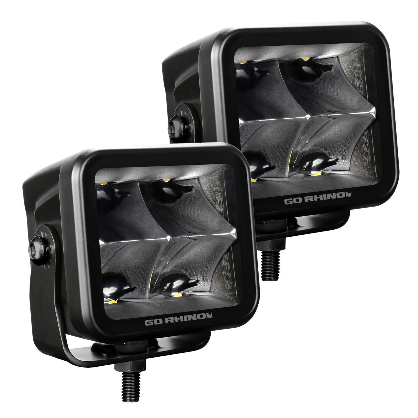 Blackout Series Lights Pair of 3x3 Cube LED Spot Light Kit Black Go Rhino-5