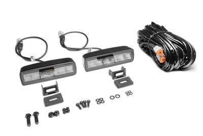 Blackout Combo Series Lights Pair of Sixline LED Flood Lights With Amber Accent Black Go Rhino