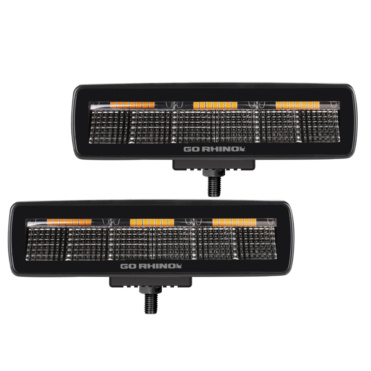 Blackout Combo Series Lights Pair of Sixline LED Flood Lights With Amber Accent Black Go Rhino-1