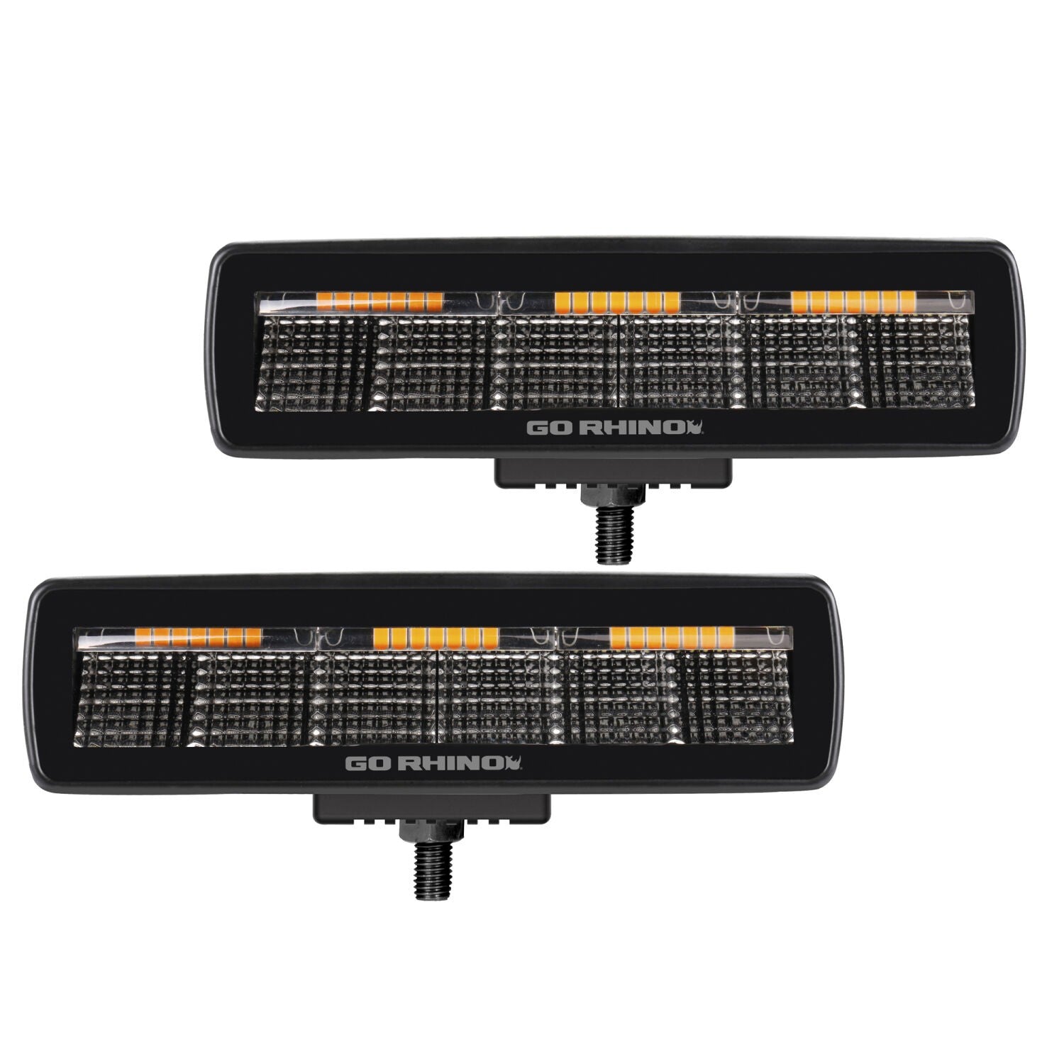Blackout Combo Series Lights Pair of Sixline LED Flood Lights With Amber Accent Black Go Rhino-1