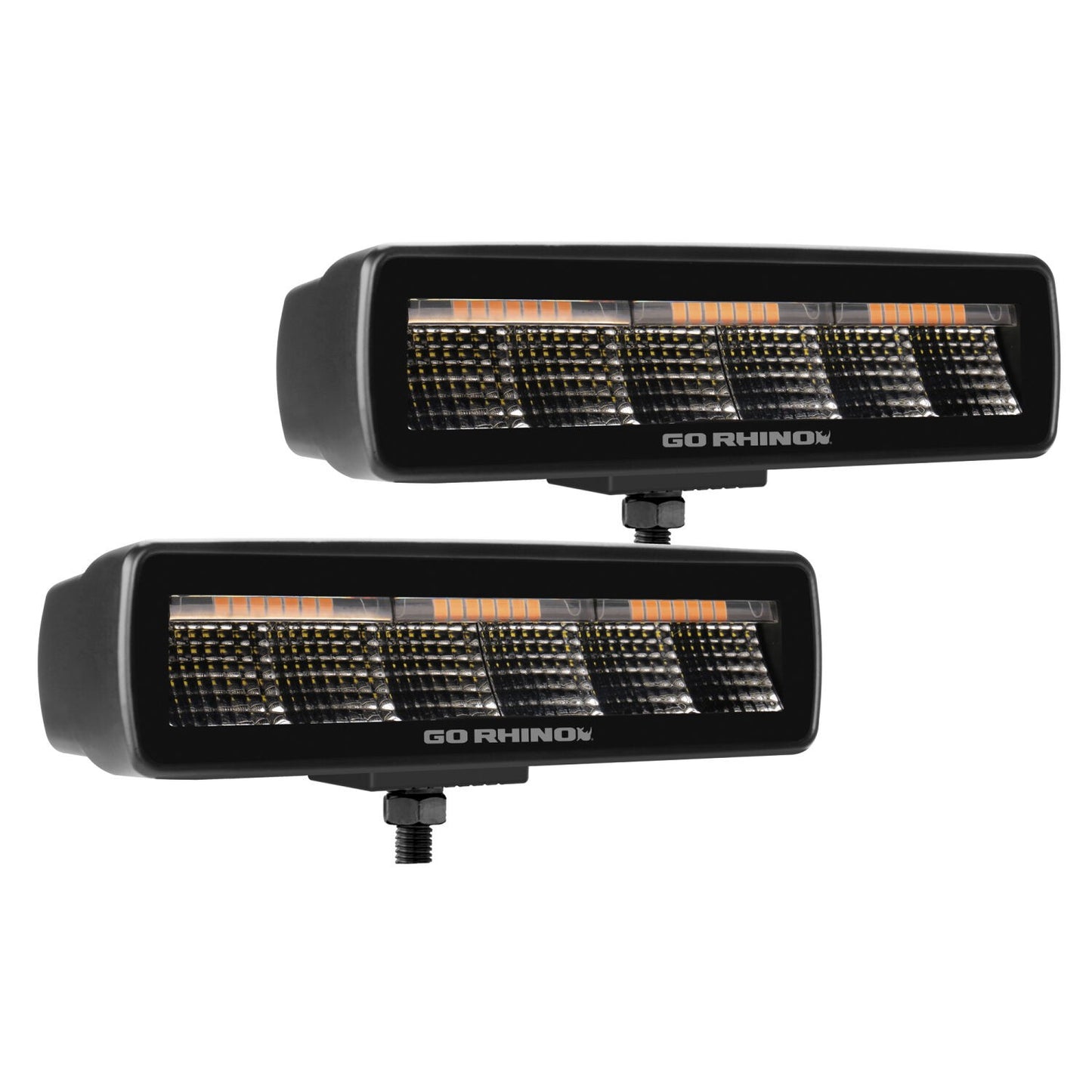Blackout Combo Series Lights Pair of Sixline LED Flood Lights With Amber Accent Black Go Rhino-5