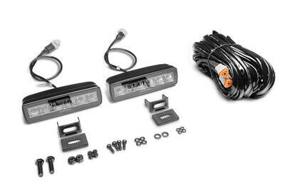 Blackout Combo Series Lights Pair of Sixline LED Spot Lights With Amber Accent Black Go Rhino