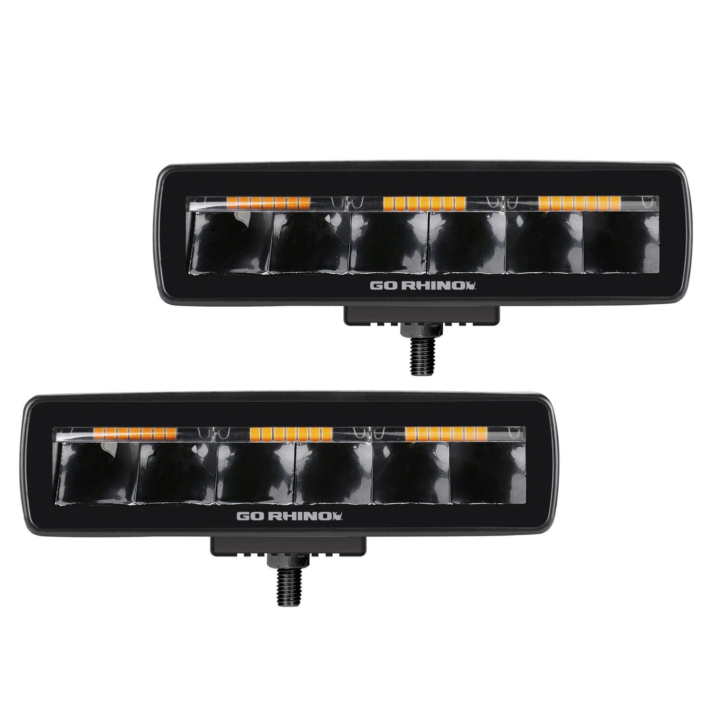 Blackout Combo Series Lights Pair of Sixline LED Spot Lights With Amber Accent Black Go Rhino-1