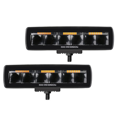 Blackout Combo Series Lights Pair of Sixline LED Spot Lights With Amber Accent Black Go Rhino-1