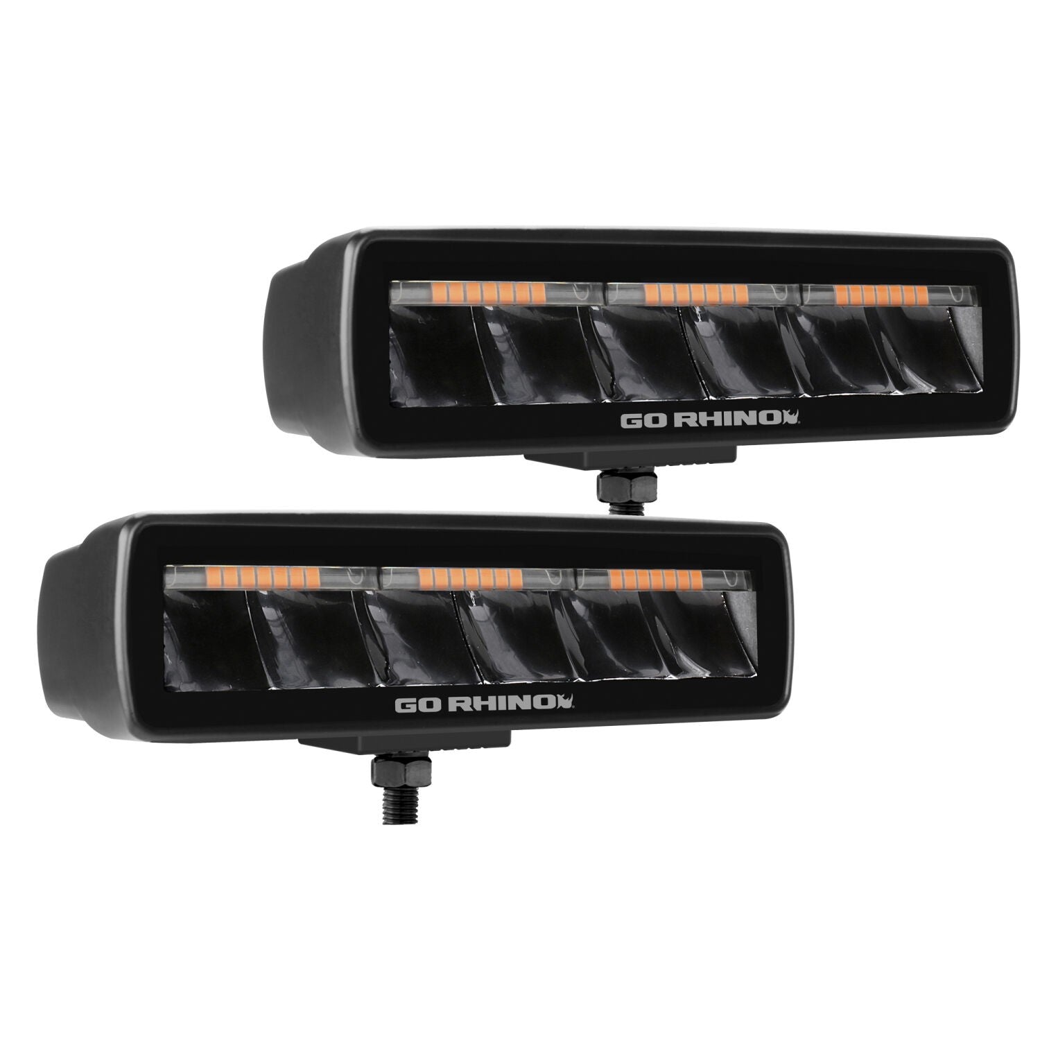 Blackout Combo Series Lights Pair of Sixline LED Spot Lights With Amber Accent Black Go Rhino-3