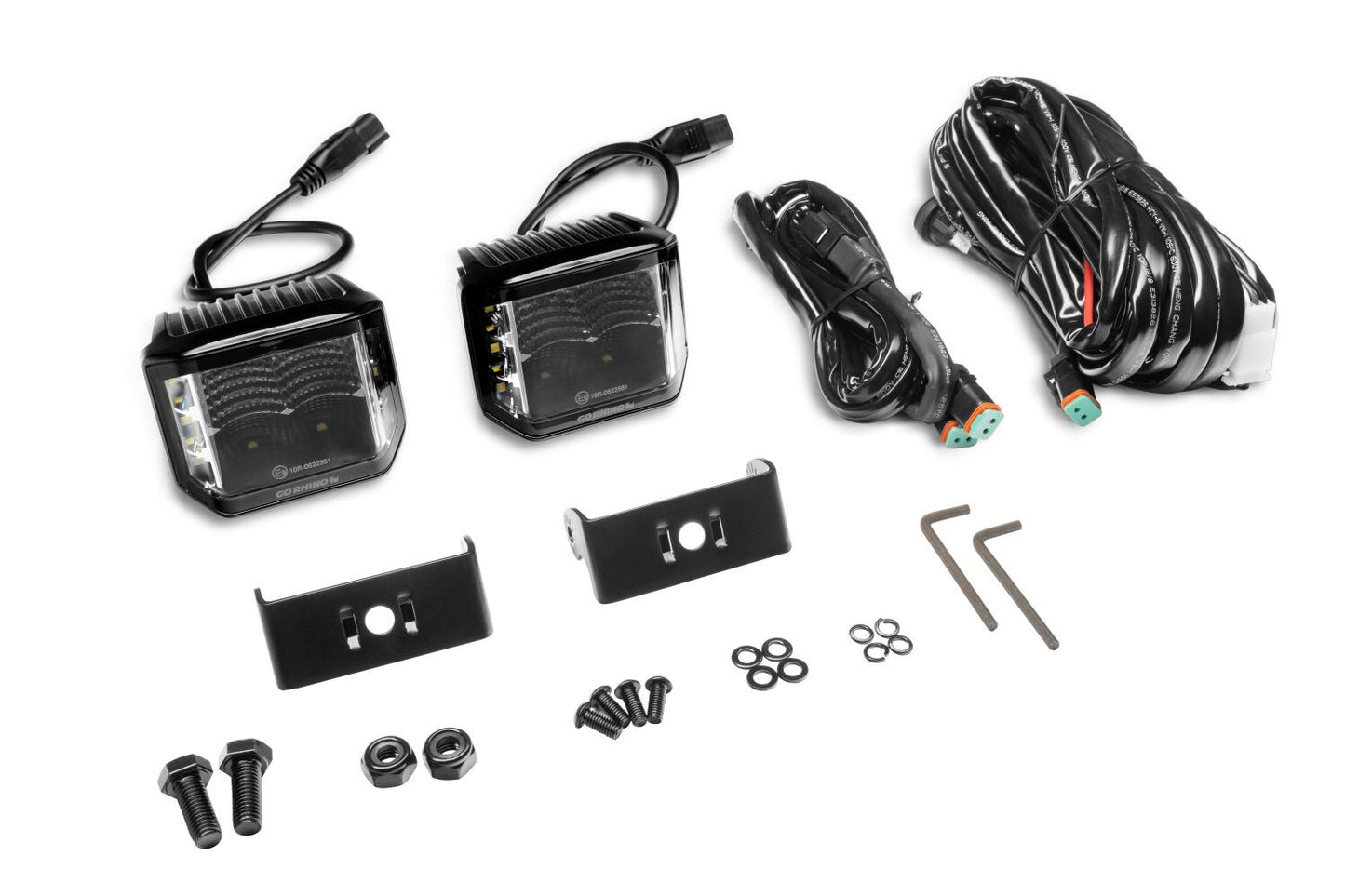 Blackout Series Lights Pair of 4x3 Cube LED Sideline Flood Light Kit Black Go Rhino