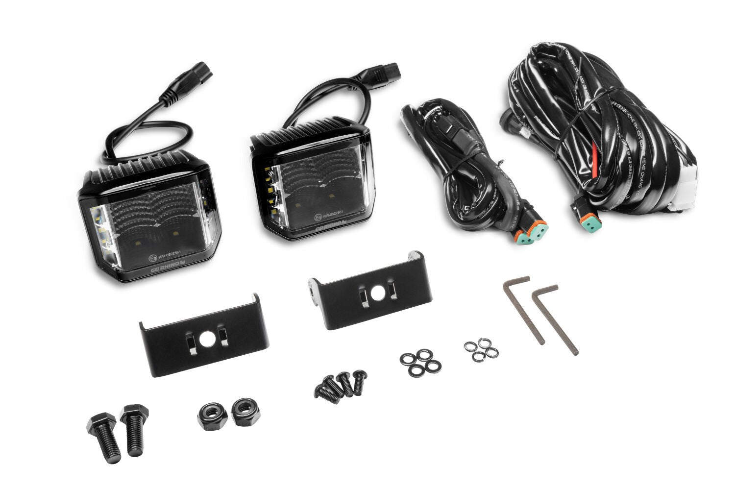 Blackout Series Lights Pair of 4x3 Cube LED Sideline Flood Light Kit Black Go Rhino
