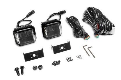 Blackout Series Lights Pair of 4x3 Cube LED Sideline Flood Light Kit Black Go Rhino