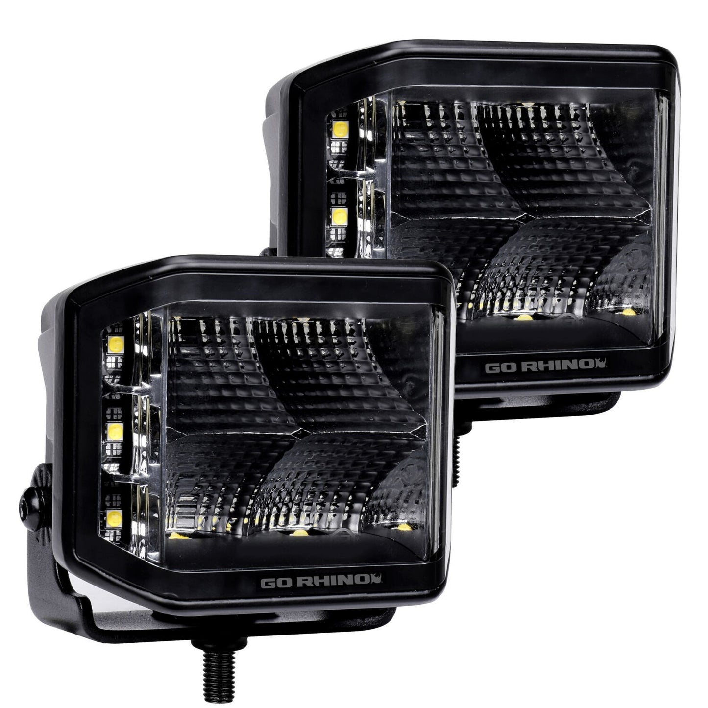 Blackout Series Lights Pair of 4x3 Cube LED Sideline Flood Light Kit Black Go Rhino-2