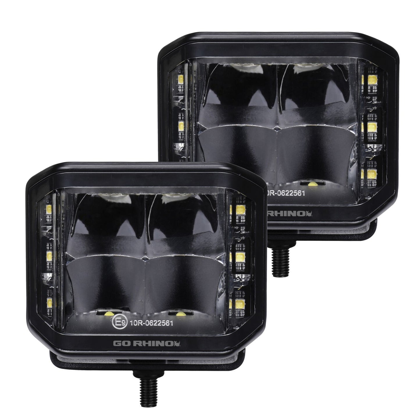 Blackout Series Lights Pair of 4x3 Cube LED Sideline Spot Light Kit Black Go Rhino-4