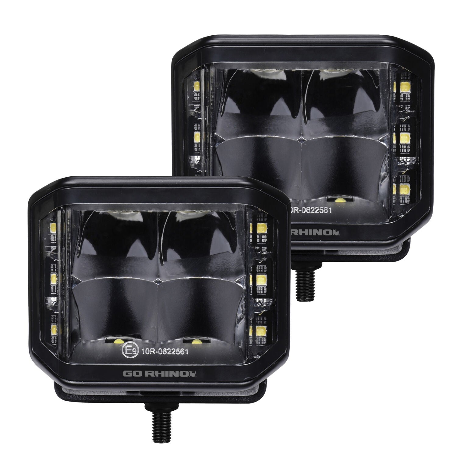 Blackout Series Lights Pair of 4x3 Cube LED Sideline Spot Light Kit Black Go Rhino-4
