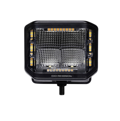 Blackout Combo Series Lights Pair of 4x3 Cube Sideline LED Flood Lights W/Amber Black Go Rhino-5