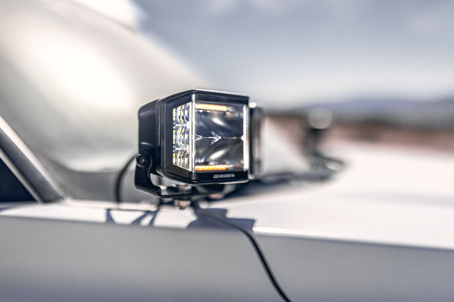 Blackout Combo Series Lights Pair of 4x3 Cube Sideline LEDSpot Lights W/ Amber Black Go Rhino