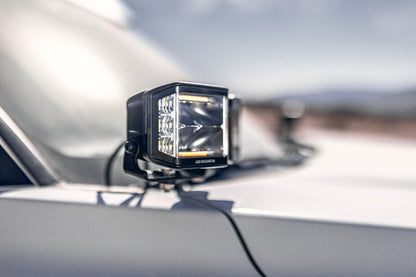 Blackout Combo Series Lights Pair of 4x3 Cube Sideline LEDSpot Lights W/ Amber Black Go Rhino