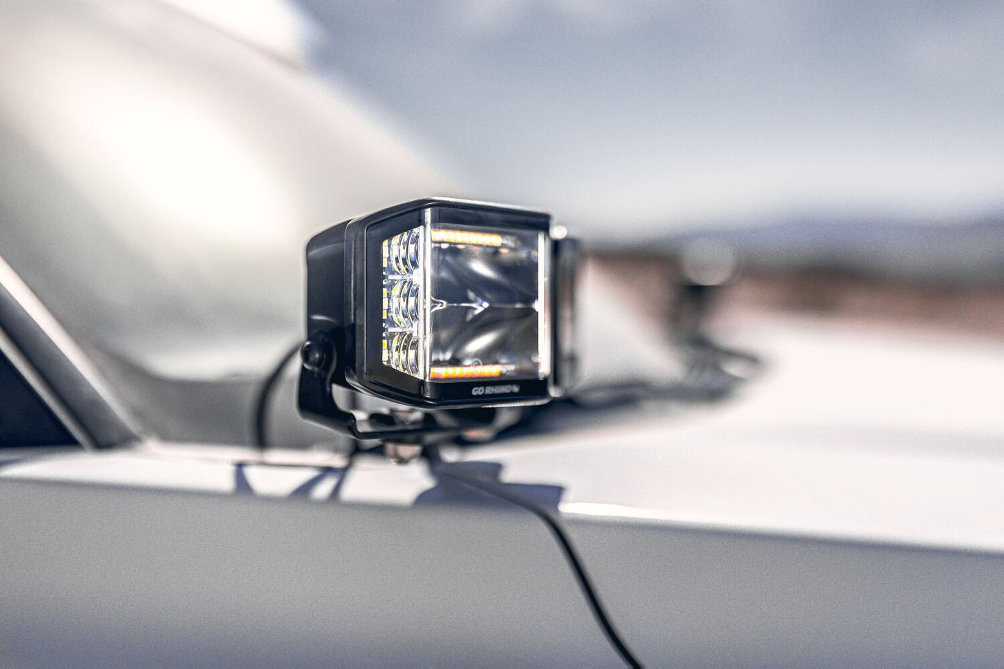 Blackout Combo Series Lights Pair of 4x3 Cube Sideline LEDSpot Lights W/ Amber Black Go Rhino