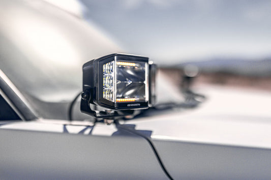 Blackout Combo Series Lights Pair of 4x3 Cube Sideline LEDSpot Lights W/ Amber Black Go Rhino