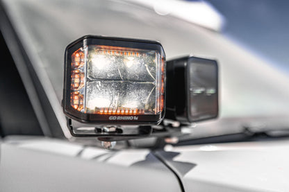 Blackout Combo Series Lights Pair of 4x3 Cube Sideline LEDSpot Lights W/ Amber Black Go Rhino-2