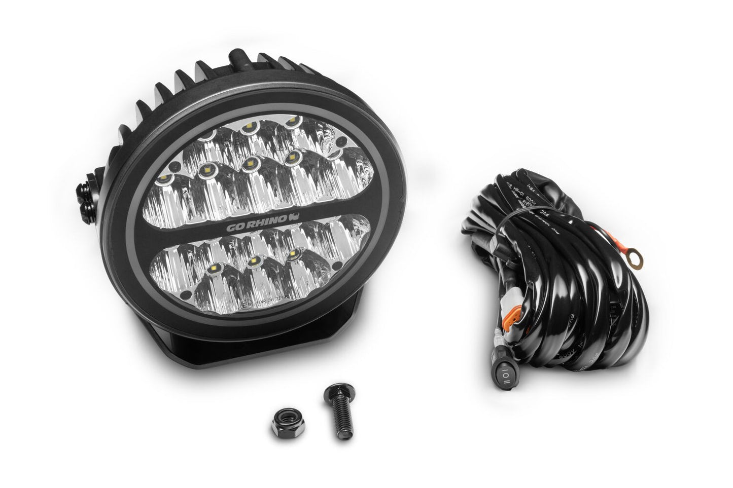 Blackout Series Lights 7 Inch Round LED Driving Light With Daytime Running Lights Black Go Rhino