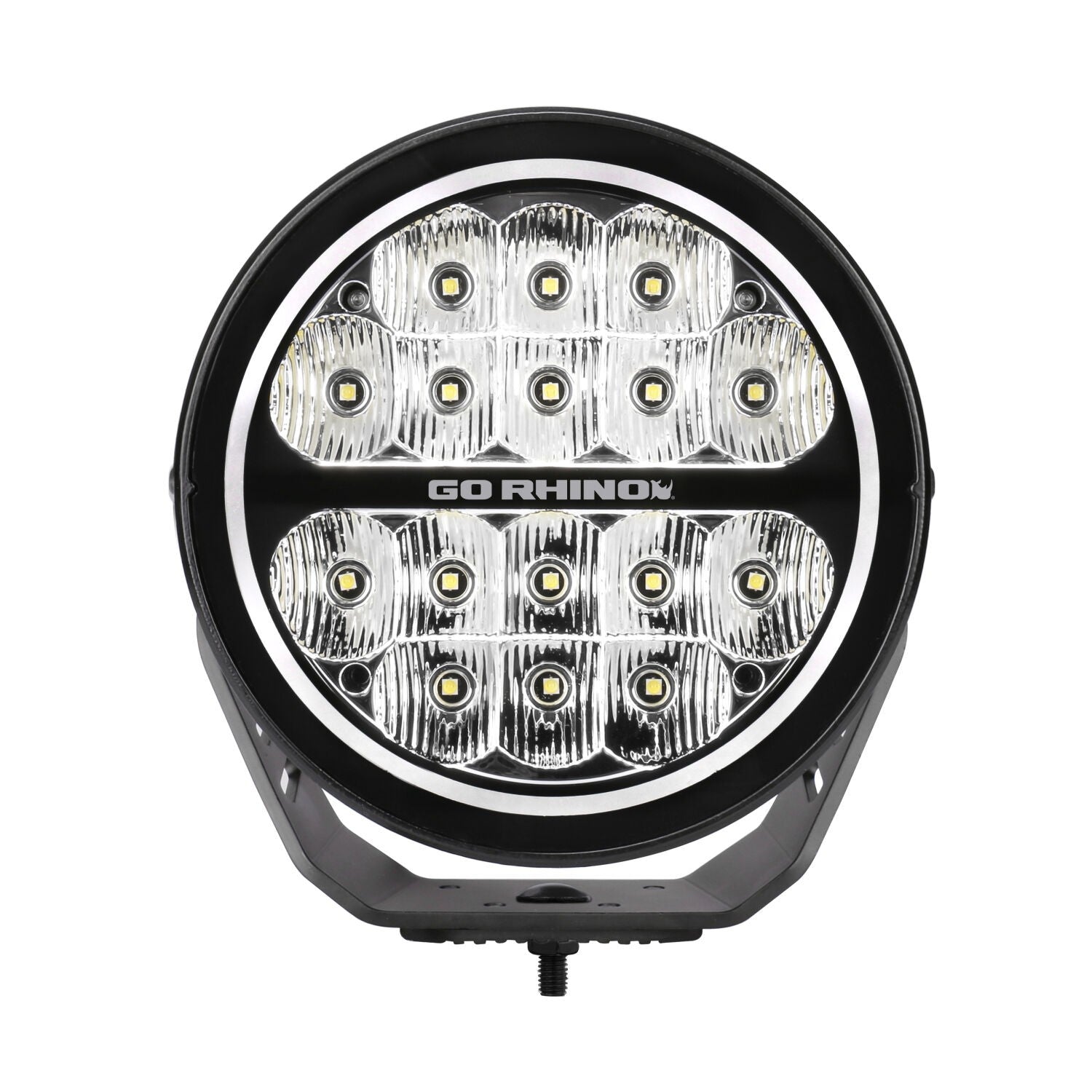 Blackout Series Lights 7 Inch Round LED Driving Light With Daytime Running Lights Black Go Rhino-3